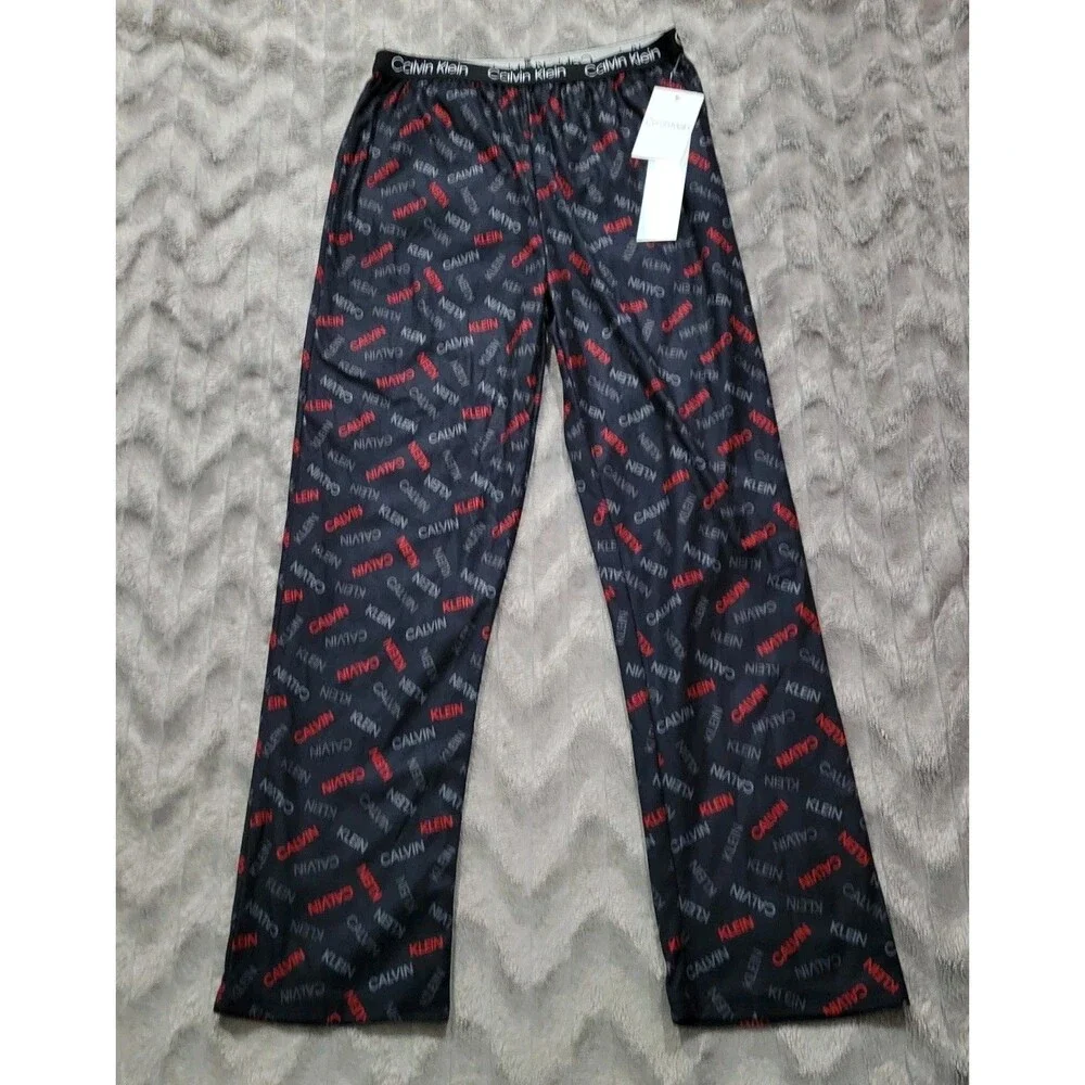 Calvin Klein Boys 10-12 L Black Spell Out Pajama Lounge Pants NWT